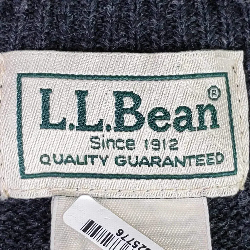 LL Bean Sweater Vest Vtg Men's Size XL Dark Gray Lambswool Wool Knit Flaw